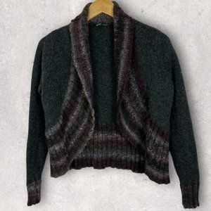 Woolrich 100% Lambswool Open Front Knit Cardigan Sweater Size Medium Shawl Wool